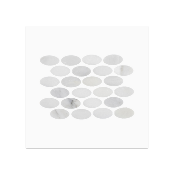 S171 - Pearl White Oval Mosaic Polished Swatch Card