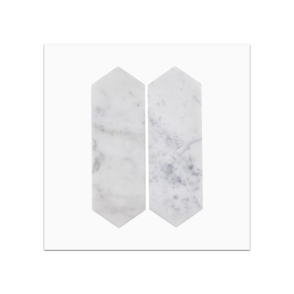 S187 - Bianco Carrara 2" x 6" Picket Mosaic Honed Swatch Card