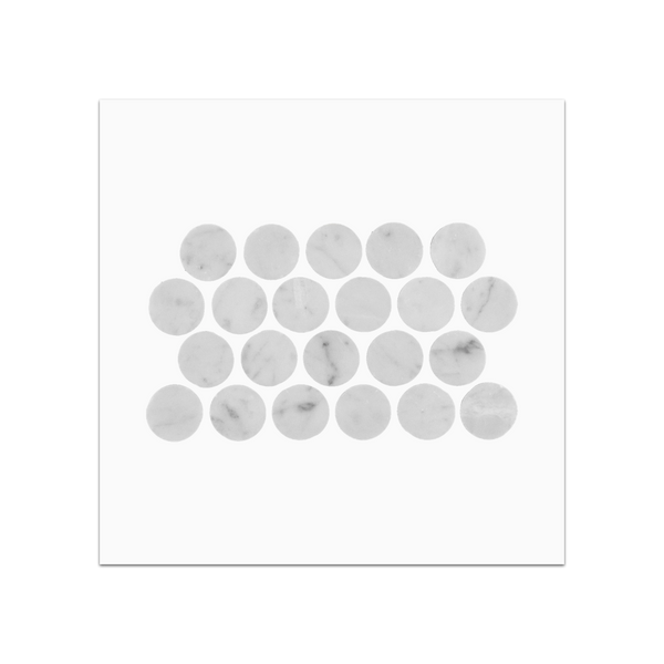 S202H - Bianco Carrara 1" Rounds Mosaic Honed Swatch Card
