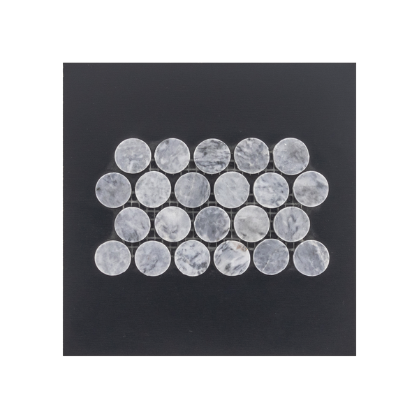 S207 - Pacific Gray 1" Rounds Mosaic Polished Swatch Card