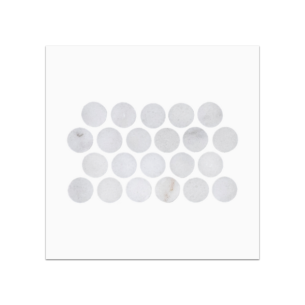 S213 - Muestra pulida de mosaico redondo de 1" en blanco glacial