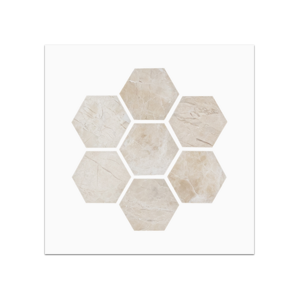S343 - Vanilla Royale 2" Hexagon Mosaic Honed Swatch Card