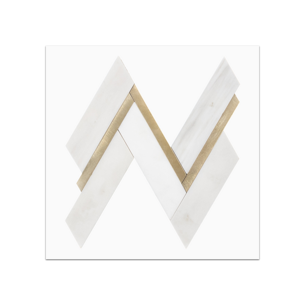 S6 - Dolomite Herringbone with Gold Aluminum Mosaic Honed Swatch Card