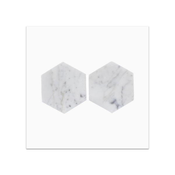 S94 - Bianco Carrara 3" Hexagon Mosaic Honed Swatch Card