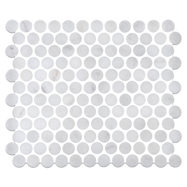 Mosaico redondo blanco glacial de 1" pulido