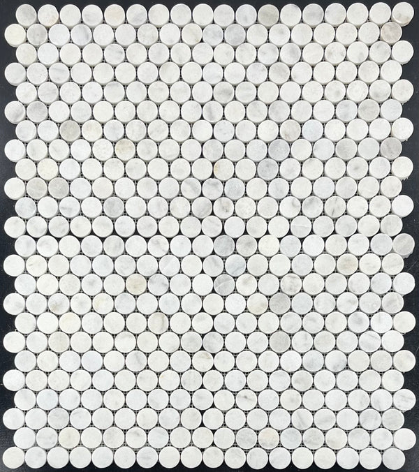 Mosaico redondo blanco glacial de 1" pulido