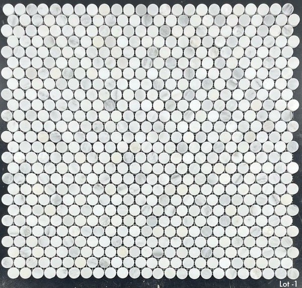 Pearl White 1" Rounds Mosaic Polished - Elon Tile & Stone