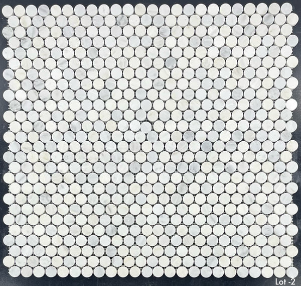 Pearl White 1" Rounds Mosaic Polished - Elon Tile & Stone