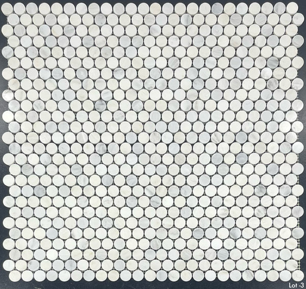 Pearl White 1" Rounds Mosaic Polished - Elon Tile & Stone