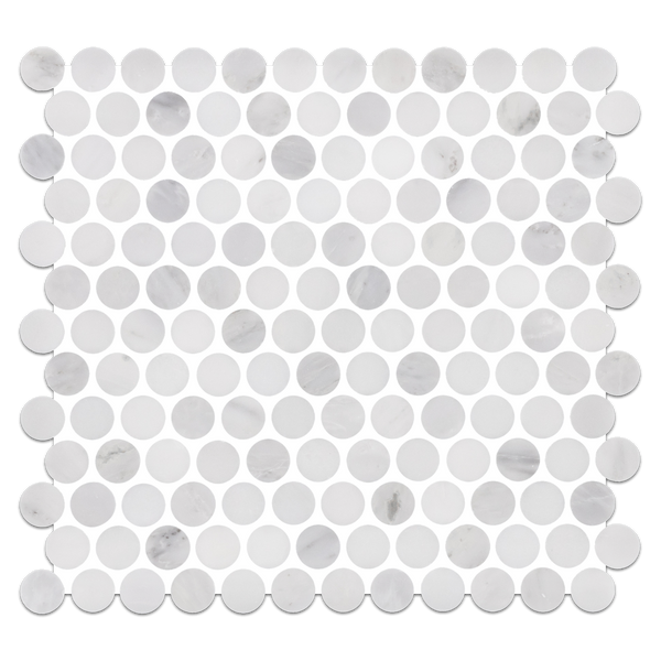 Pearl White 1" Rounds Mosaic Polished - Elon Tile & Stone