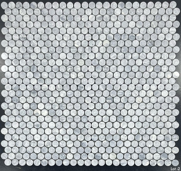 Pacific Gray 1" Rounds Mosaic Polished - Elon Tile & Stone