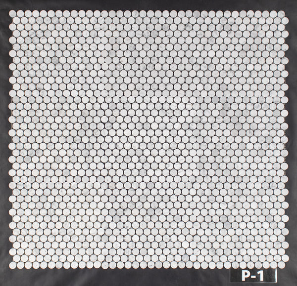 Bianco Carrara Mosaico redondo de 1" pulido
