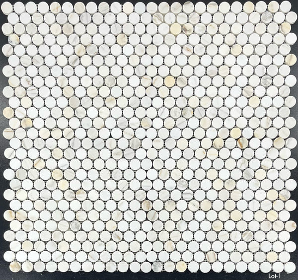 Calacatta Gold 1" Rounds Mosaic Honed