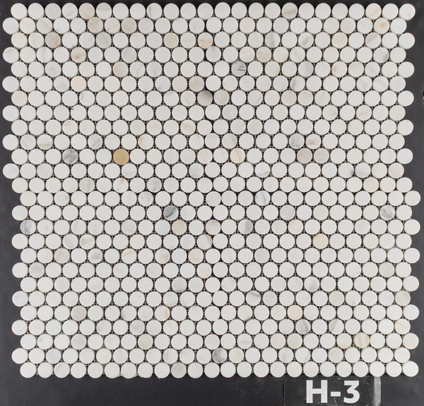 Calacatta Gold 1" Rounds Mosaic Honed
