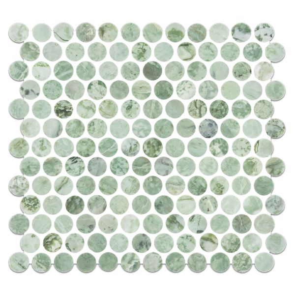 Mosaico redondo verde esmeralda de 1" pulido