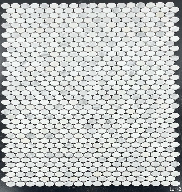 Mosaico ovalado blanco perla pulido