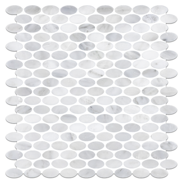 Mosaico ovalado blanco perla pulido