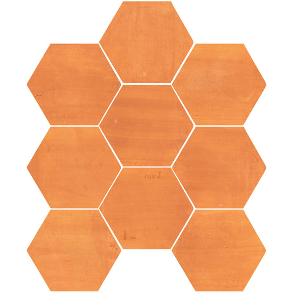 Soft Brown Stained Terracotta 8" Hexagon Clear Semi Gloss
