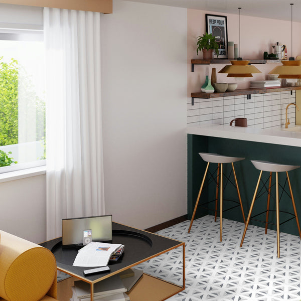 Thassos Siena blanca con mosaico Bianco Carrara y Bardiglio pulido