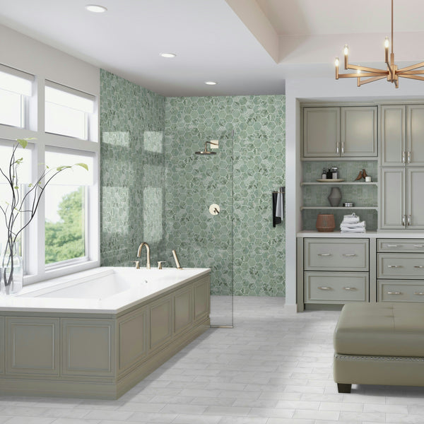 Emerald Green 5" Hexagon Mosaic Honed