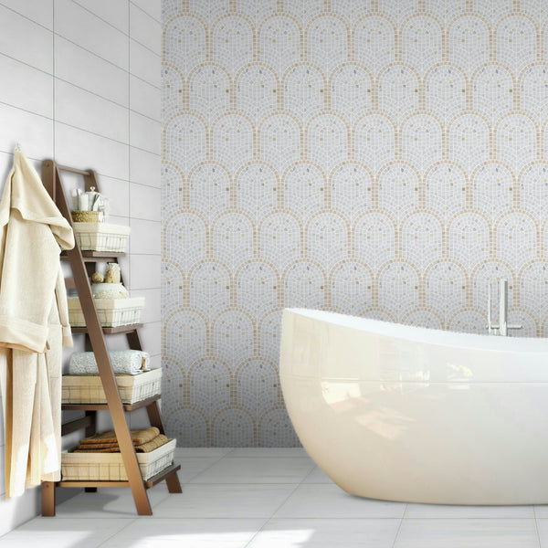 Calacatta Gold & Crema Marfil Curvosa Mosaic Honed