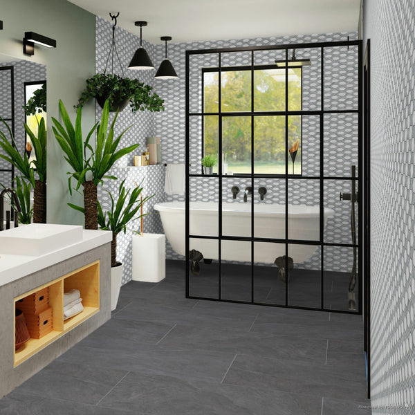 White Thassos Captiva with Blue Celeste and Emerald Green Mosaic Polished