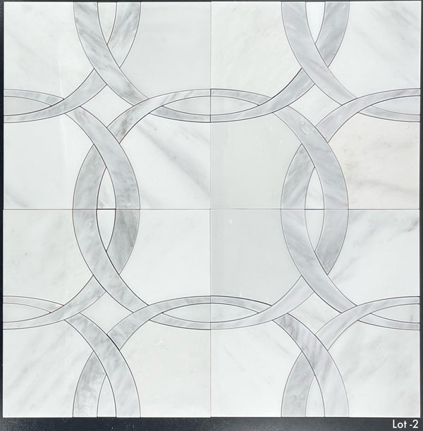 Pearl White Ribbon with Mystic Gray Waterjet Polished
