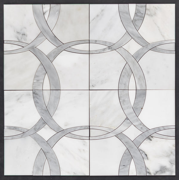 Pearl White Ribbon with Mystic Gray Waterjet Polished