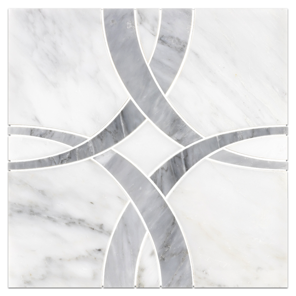 Pearl White Ribbon with Mystic Gray Waterjet Polished