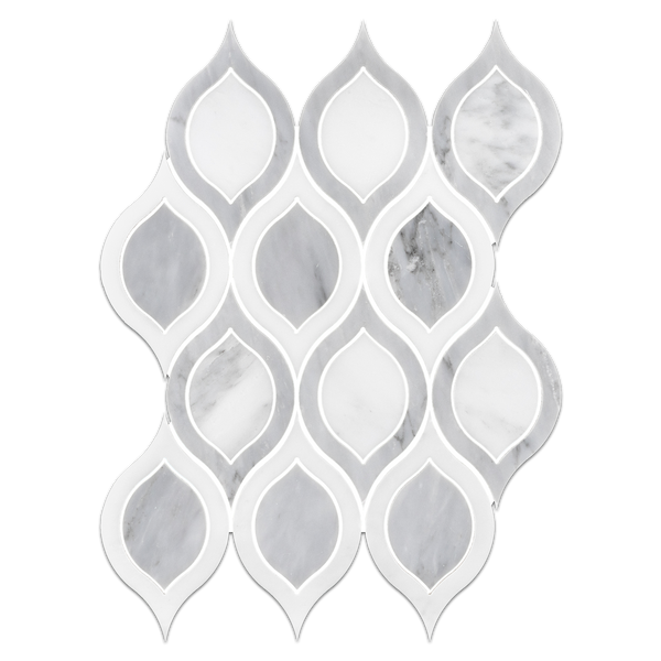 Pearl White Raindrop with Mystic Gray Waterjet Polished