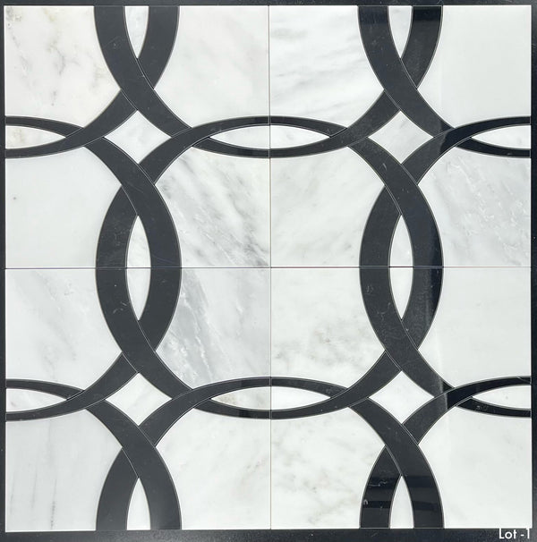 Pearl White Ribbon with Black Waterjet Polished
