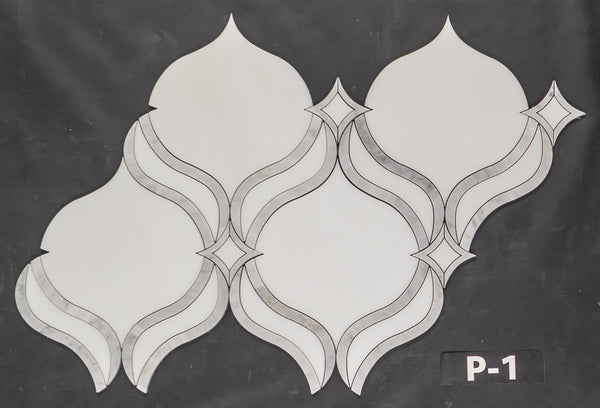 Pearl White Royal Lantern with Mystic Gray Waterjet Polished