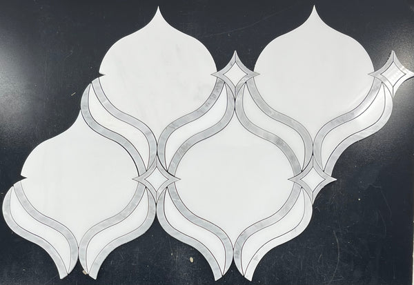 Pearl White Royal Lantern with Mystic Gray Waterjet Polished