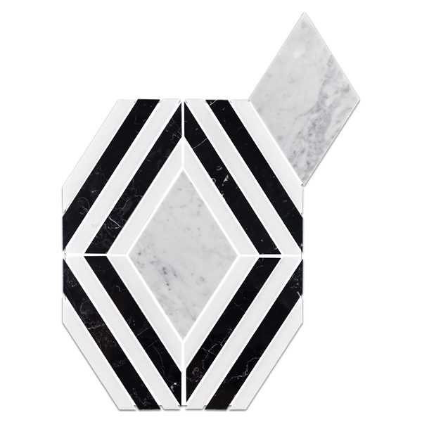 Joya de Carrara con Thassos blanco y pulido con chorro de agua negro China
