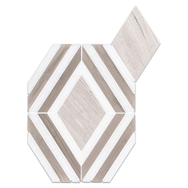 Beachwood Jewel with White Thassos and Driftwood Waterjet Honed & Polished Mixed