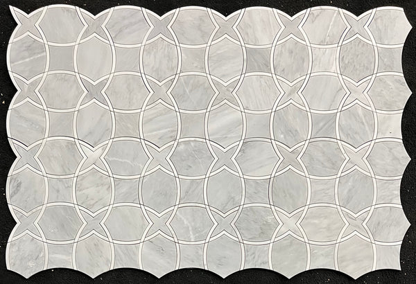 Mystic Gray Isola with Pearl White Waterjet Honed