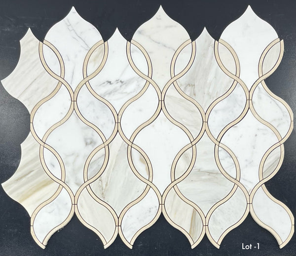Calacatta Gold Tulip with Crema Marfil Waterjet Honed