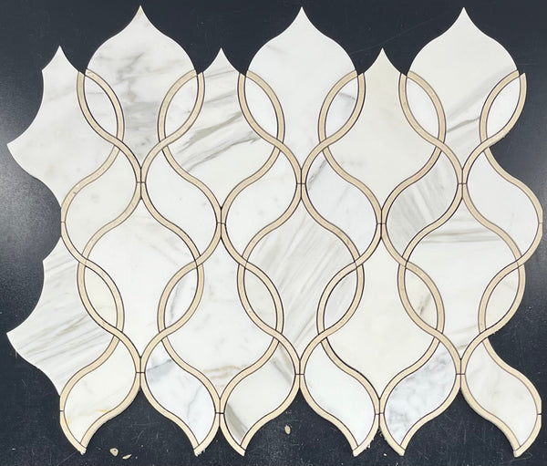 Calacatta Gold Tulip with Crema Marfil Waterjet Honed
