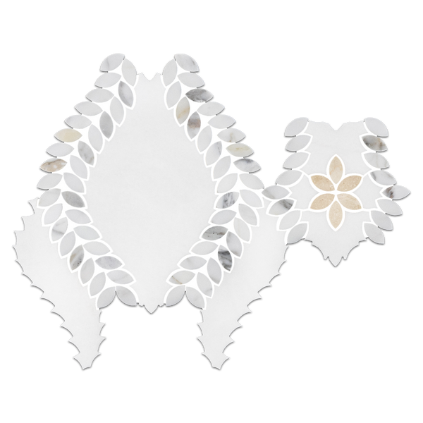 Calacatta Gold Tulip con Crema Marfil Waterjet Pulido