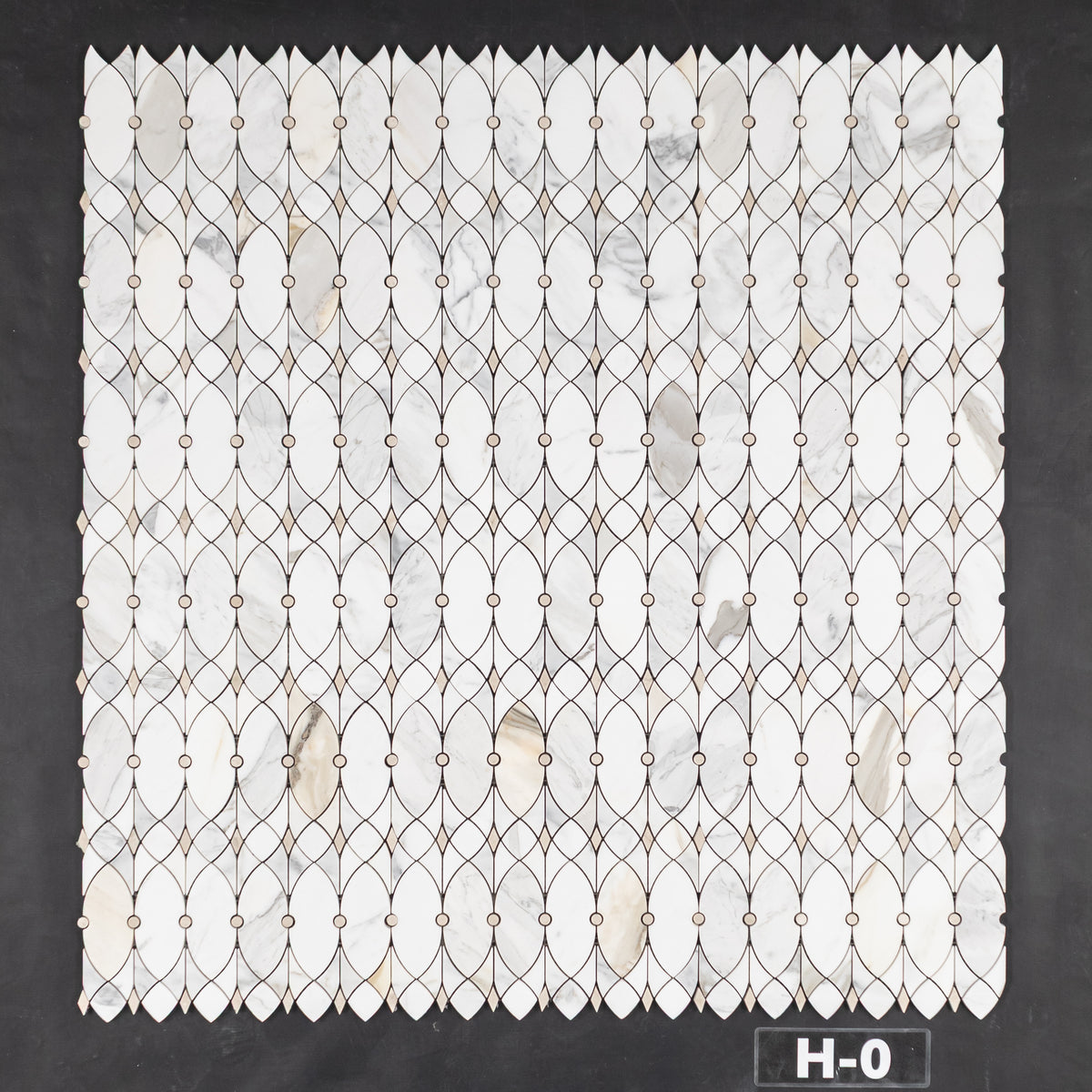 Calacatta Gold Celine with Crema Marfil Waterjet Mosaic Honed