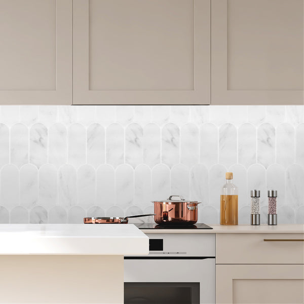 Pearl White Wave Mosaic Honed