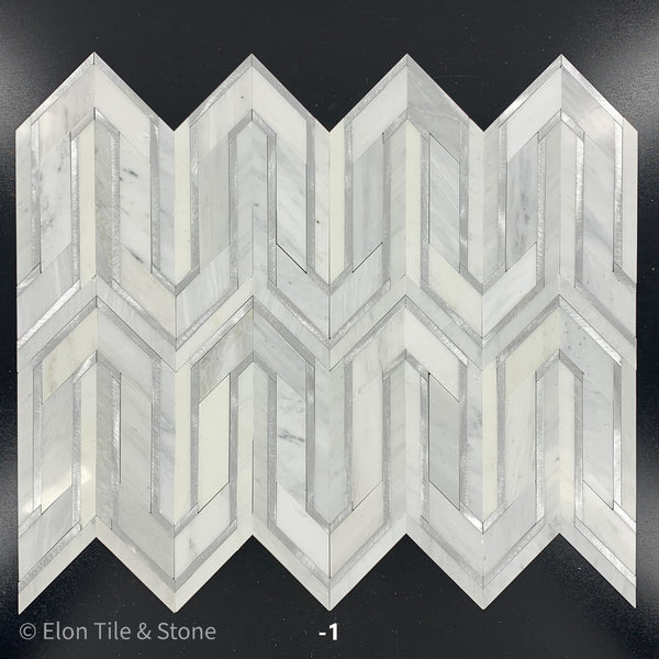 Serpentina blanca perla con aluminio plateado pulido