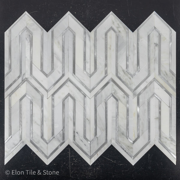 Serpentina blanca perla con aluminio plateado pulido