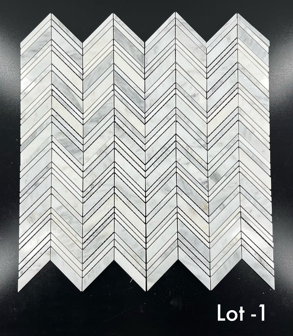 Pearl White Chevron Mosaic Polished - Elon Tile & Stone