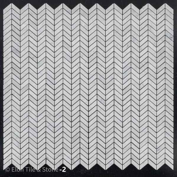 Bianco Carrara Petite Chevron Mosaic Polished