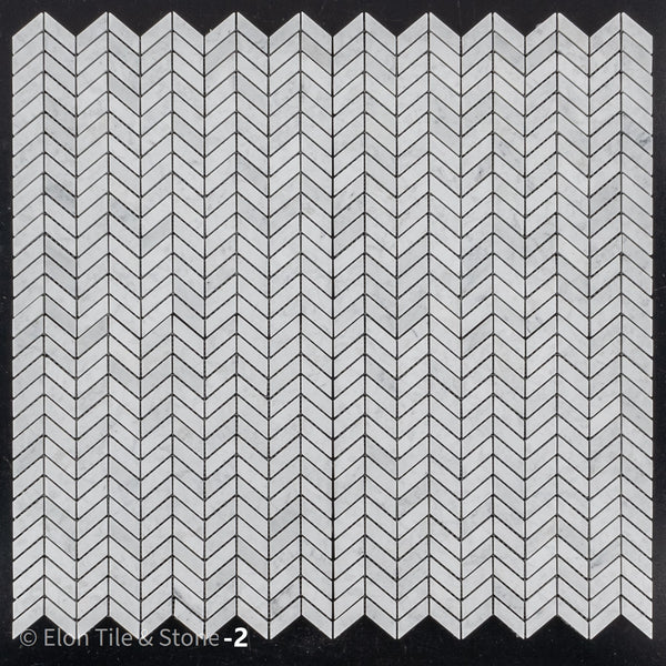 **LIMITED STOCK** Bianco Carrara Petite Chevron Mosaic Polished