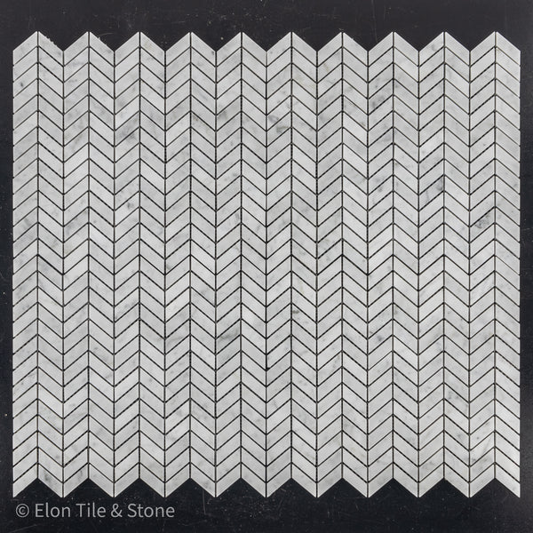 Bianco Carrara Petite Chevron Mosaic Polished