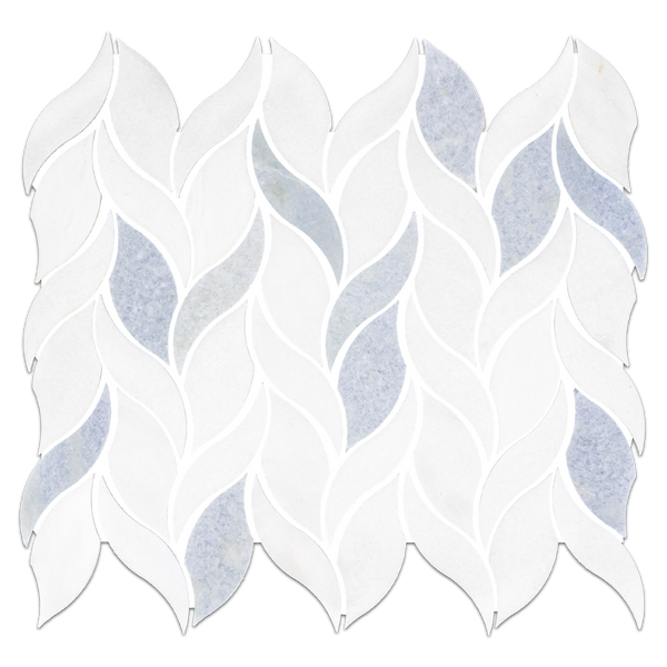 White Thassos Petal with Blue Celeste Mosaic Honed