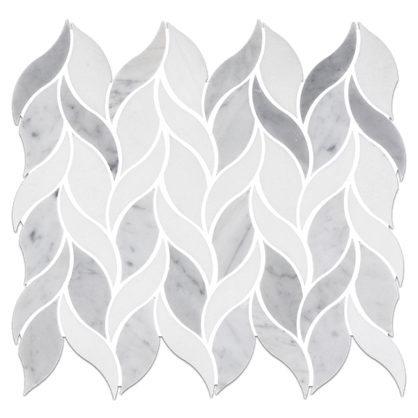 Pétalo de Thassos blanco con mosaico de Carrara pulido