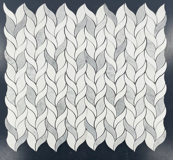 Pétalo de Thassos blanco con mosaico de Carrara pulido